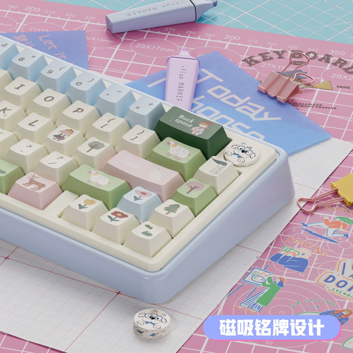 UR65 Blue/Pink/Red Mechanical Customized Keyboard (Tri-mode Gasket Hot Swap RGB Support QMK/VIA)