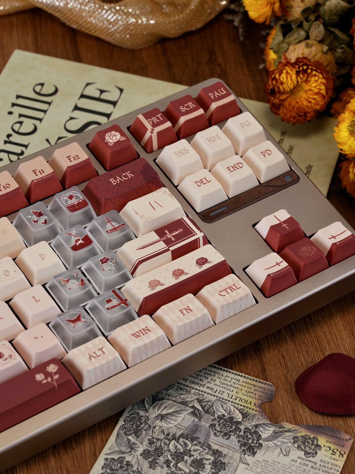 #0277 Wild Rose Keycap Retro Red Velvet Premium Designed By Miller