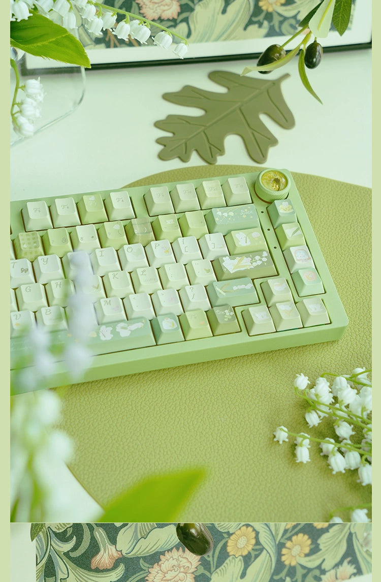 003 Pastel Green Rabbit Lilies of The Valley  Keycap Cherry Profile 138 Keys