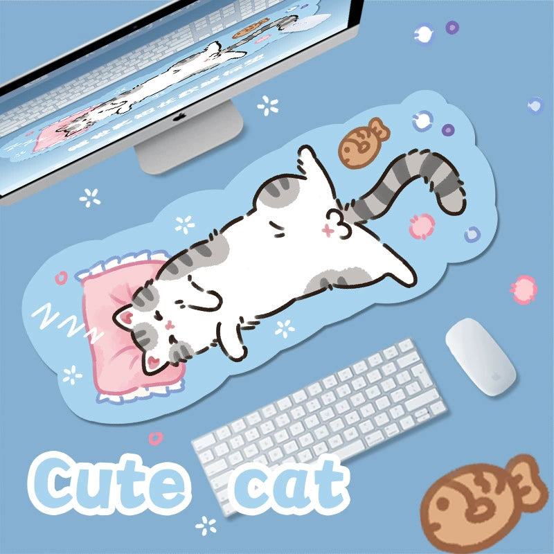 Kitty Cat Shaped Large Soft Mousepad Table Mat Kawaii Cute Cartoon Unique Girl Computer Desk Mat Keyboard Pad