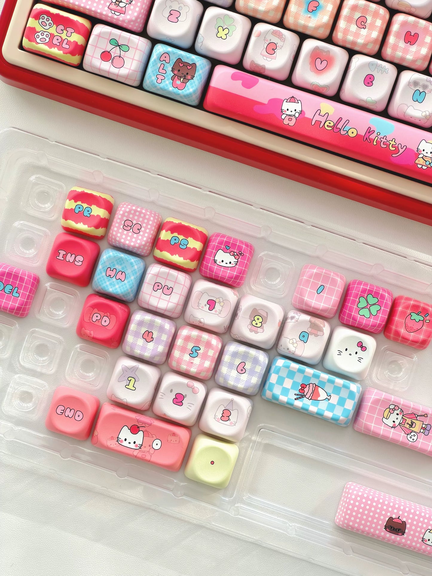 #0232 Kitty Keycap Hellokitty Fan Cute Pink Keycap Moa/cherry Profile (not Including Keyboard)
