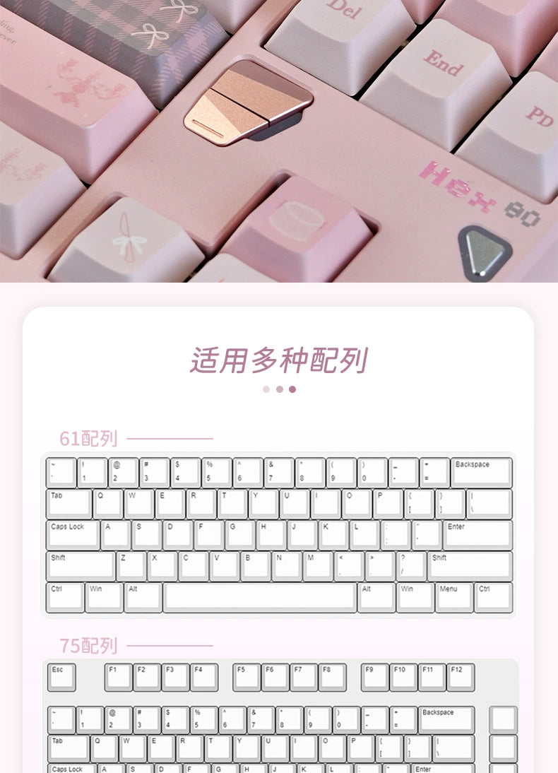 #0244 Gentle World Gray Pink Keycap Cherry Profile（not including keyboard）