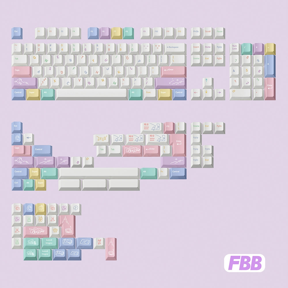 061 Good Night Pastel Pink Purple Fantasy Cherry Profile Keycaps Designed By FBB Studio