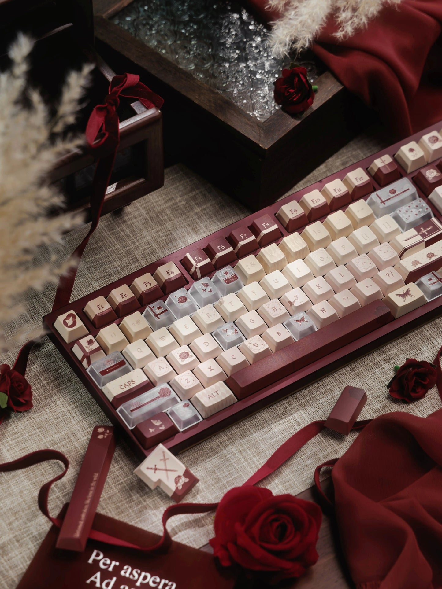 #0277 Wild Rose Keycap Retro Red Velvet Premium Designed By Miller