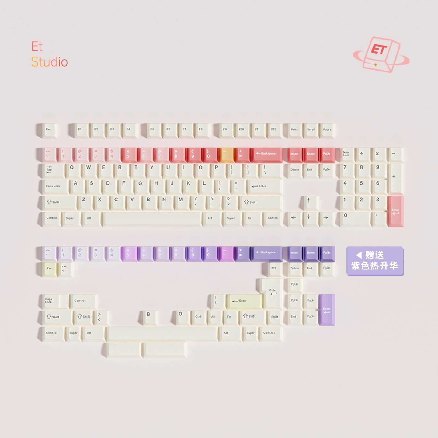 #0224 Cheese Berry Melon Pink Purple Cute Keycap Cherry Profile Designed By ET Studio（not including keyboard)）