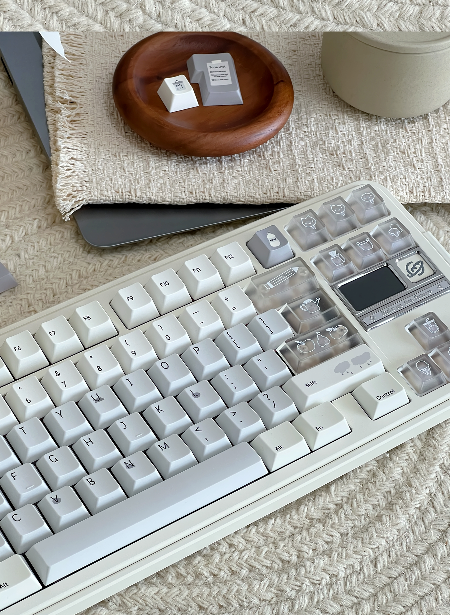 #0280 Cream Sticky Notes Simple and Milk White Pale Gray Keycap Cherry Profile