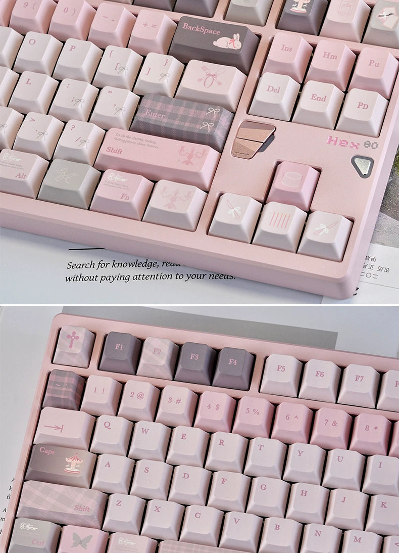 #0244 Gentle World Gray Pink Keycap Cherry Profile（not including keyboard）