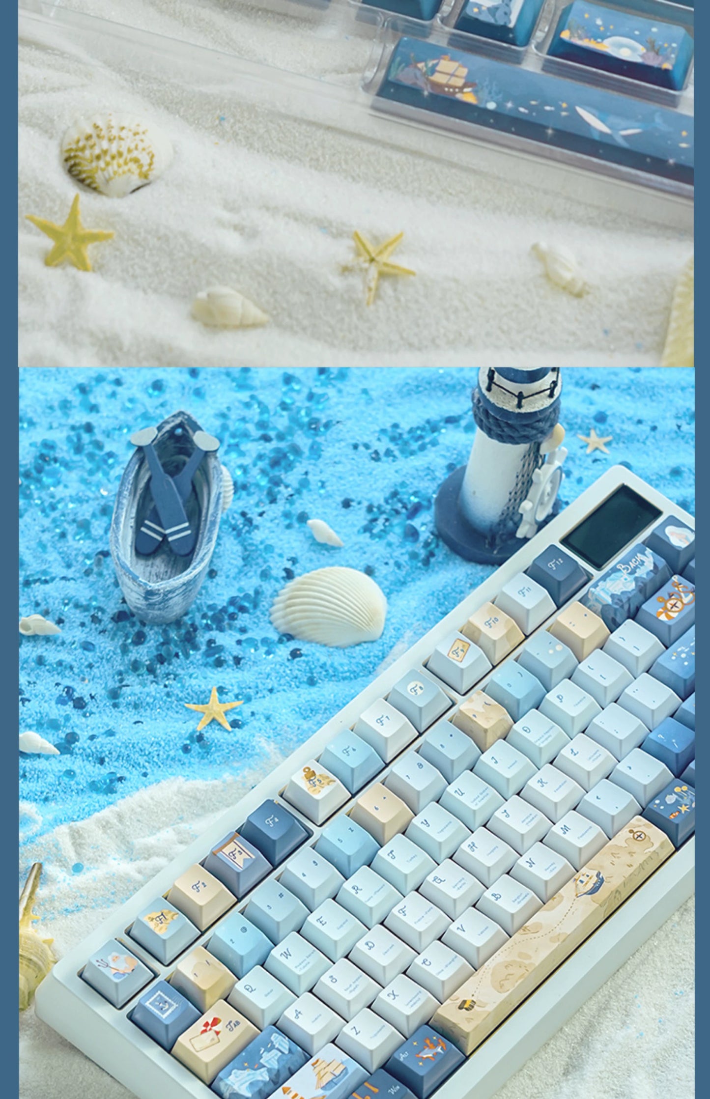 085 Nautical Chart Blue Retro Ocean Theme 138-keys Keycap