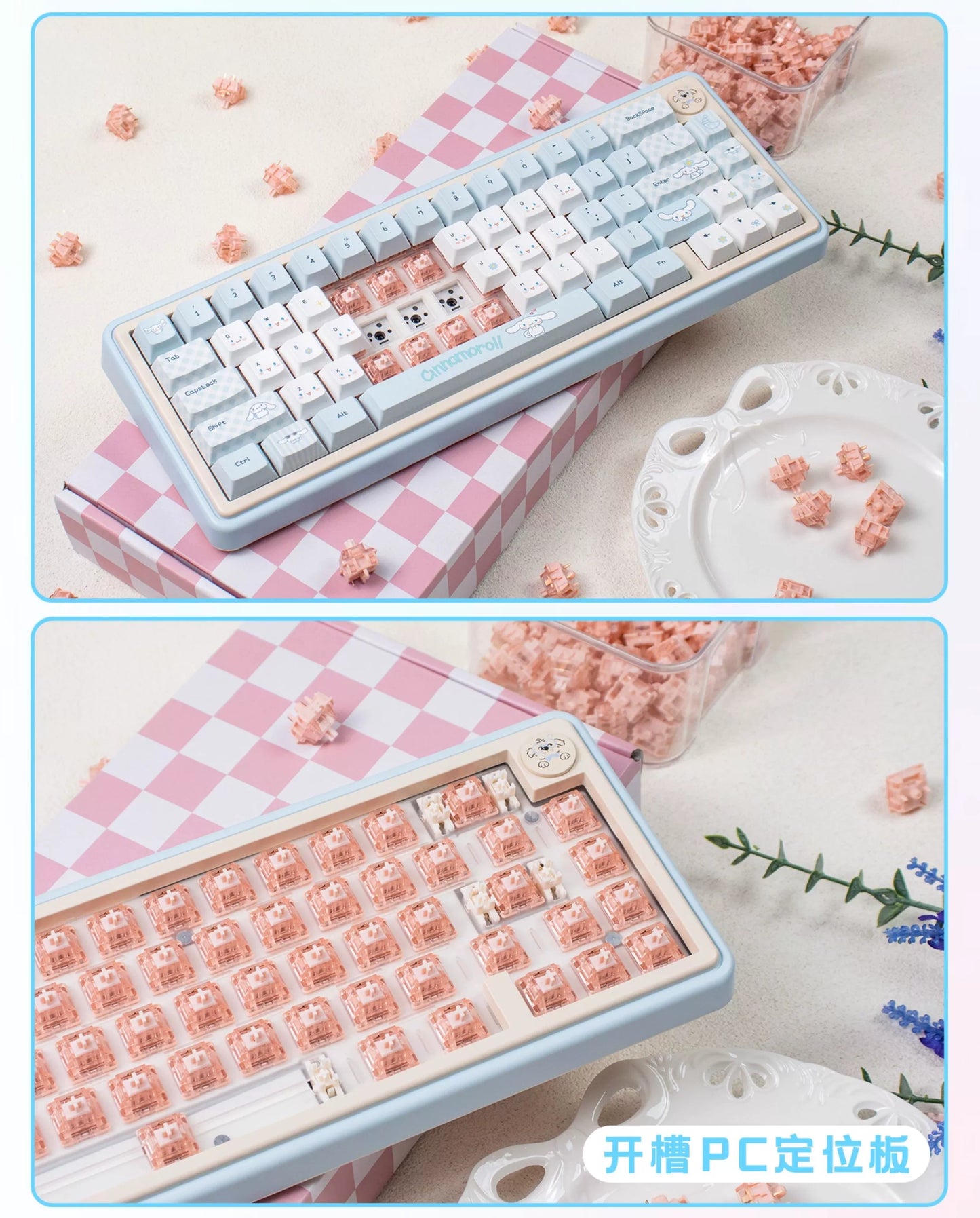 UR65 Blue/Pink/Red Mechanical Customized Keyboard (Tri-mode Gasket Hot Swap RGB Support QMK/VIA)
