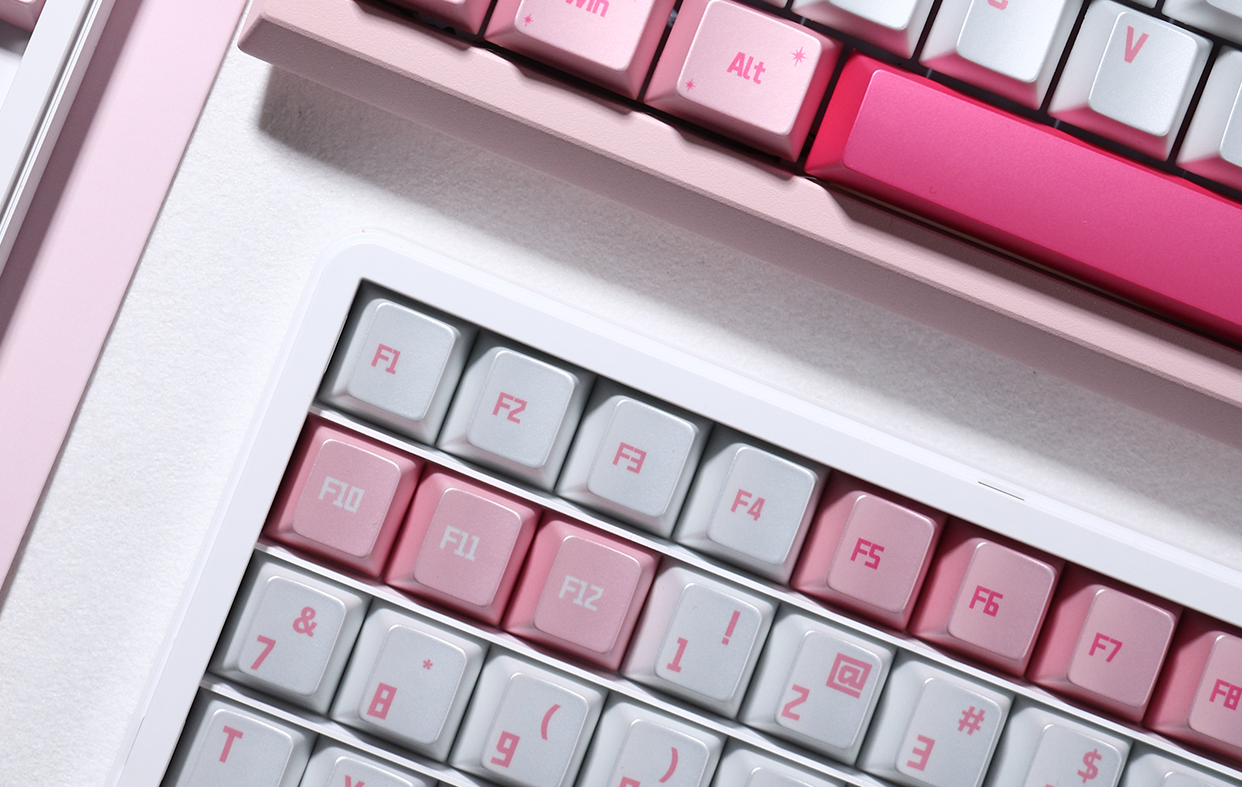 #0278 Pink Metallic Pearlescent Paint Perfumer Keycap + Fog Transparent PC Cherry Profile  Designed By Lans