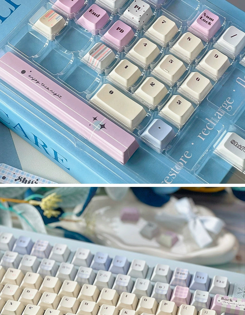 120 Slightly Drunk Bubbles Cute Pink Blue Girl Keycap New Cherry Profile 129-keys