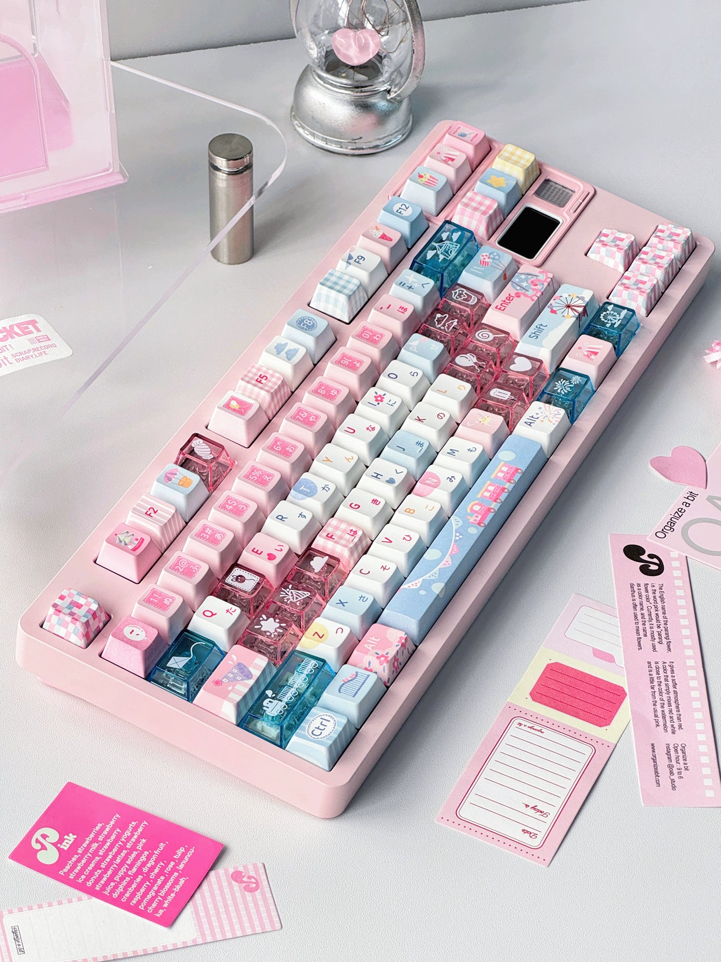#0219 Amusement Park Cute Pink and Blue Keycaps (not Including Keyboard)