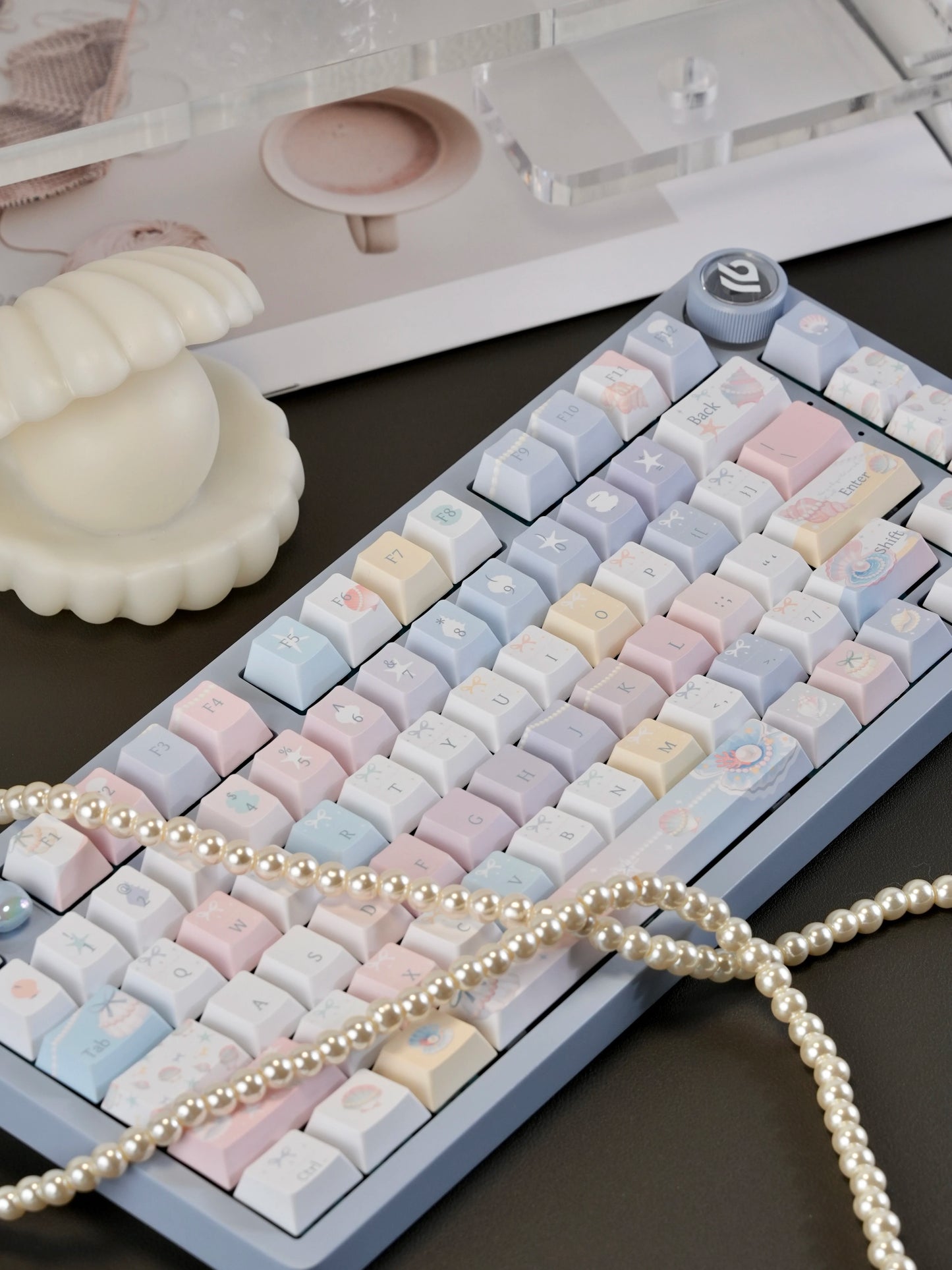 #0269 Pastel Seashell Jellyfish Pearls Keycaps With Foggy Pc Novelty Cherry Profile Designed By Miller