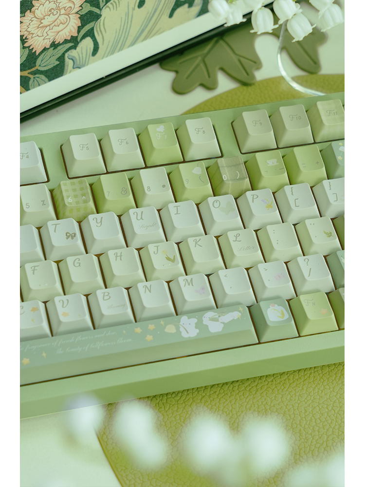 003 Pastel Green Rabbit Lilies of The Valley  Keycap Cherry Profile 138 Keys