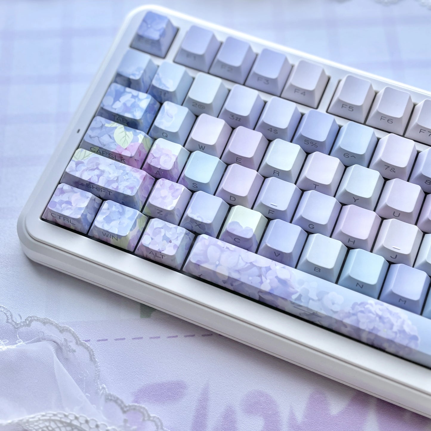 072 Pastel Blue Summer Clouds Side Print Cherry Profile Keycap Set Designed By Longcheng