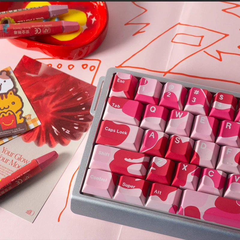 #0273 Pink Camo Keycap Cherry Profile(Please Check Matching Keyboard Layout)