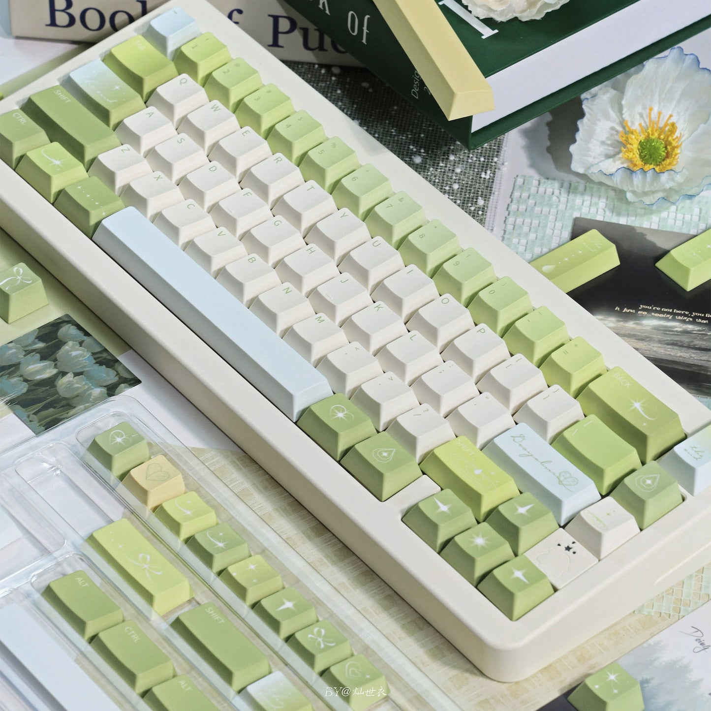 034 Sleepy Rain Simple Fresh Green Cherry Profile Keycaps 139 keys