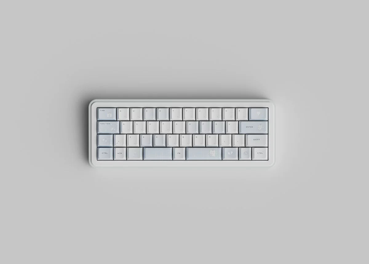 #0294 Aqua Angel Cat Cute Anime Keycap Set – Kawaii Medical Nurse Cat PBT Mechanical Keyboard Keycaps Cherry Profile Designed By Cola