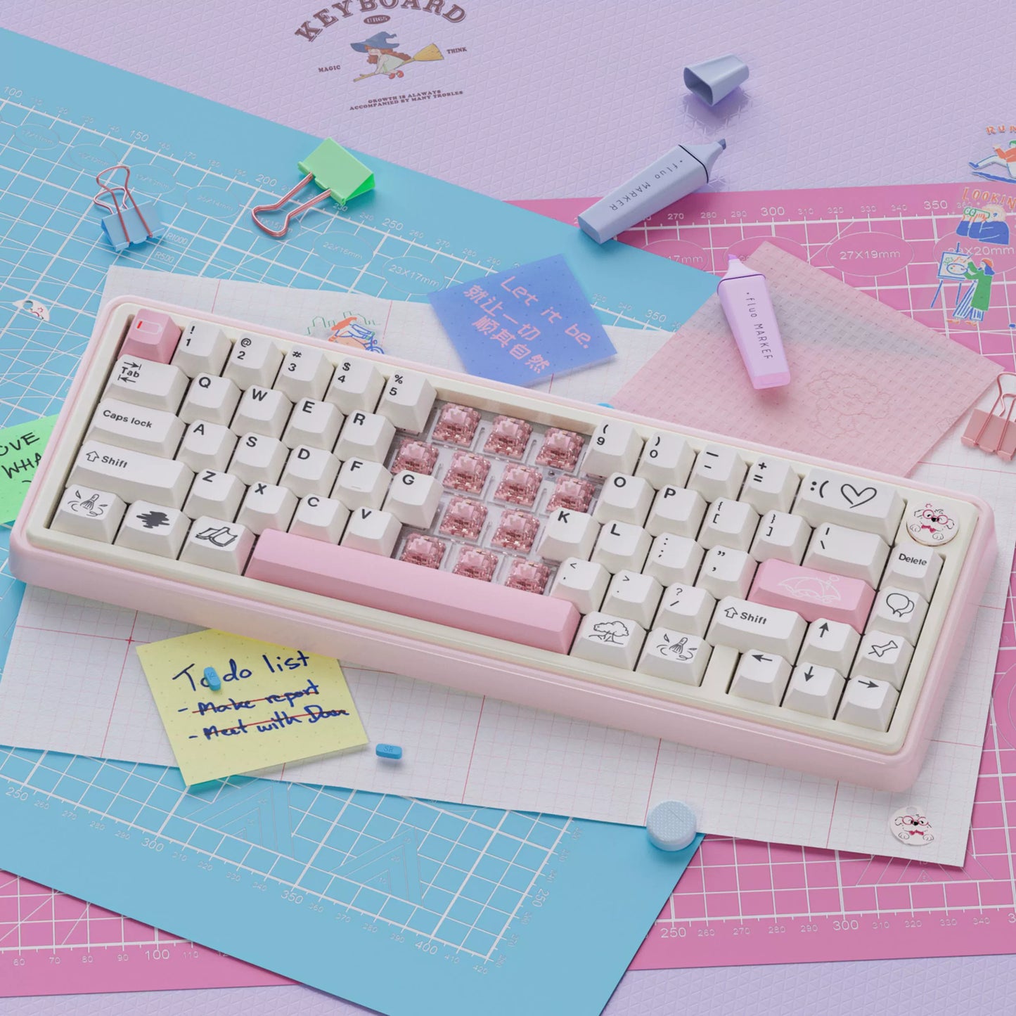UR65 Blue/Pink/Red Mechanical Customized Keyboard (Tri-mode Gasket Hot Swap RGB Support QMK/VIA)
