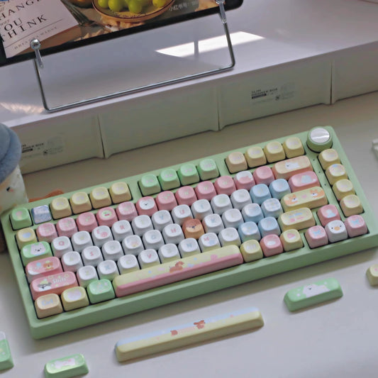 #0200 Puppy Cute Pet Party Pink Green MOA Profile Keycap (not including keyboard)