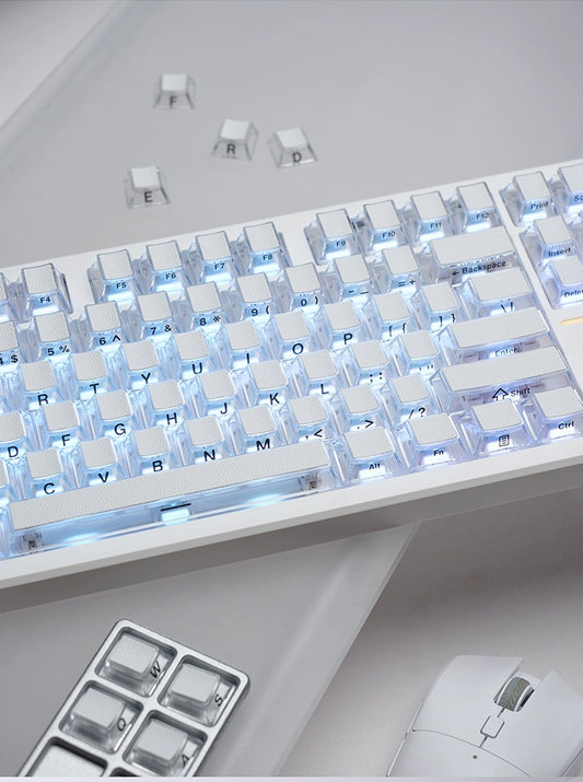#0213 Leather Top Clear Keycaps Designed By OSHID（only keycaps not including keyboeard)