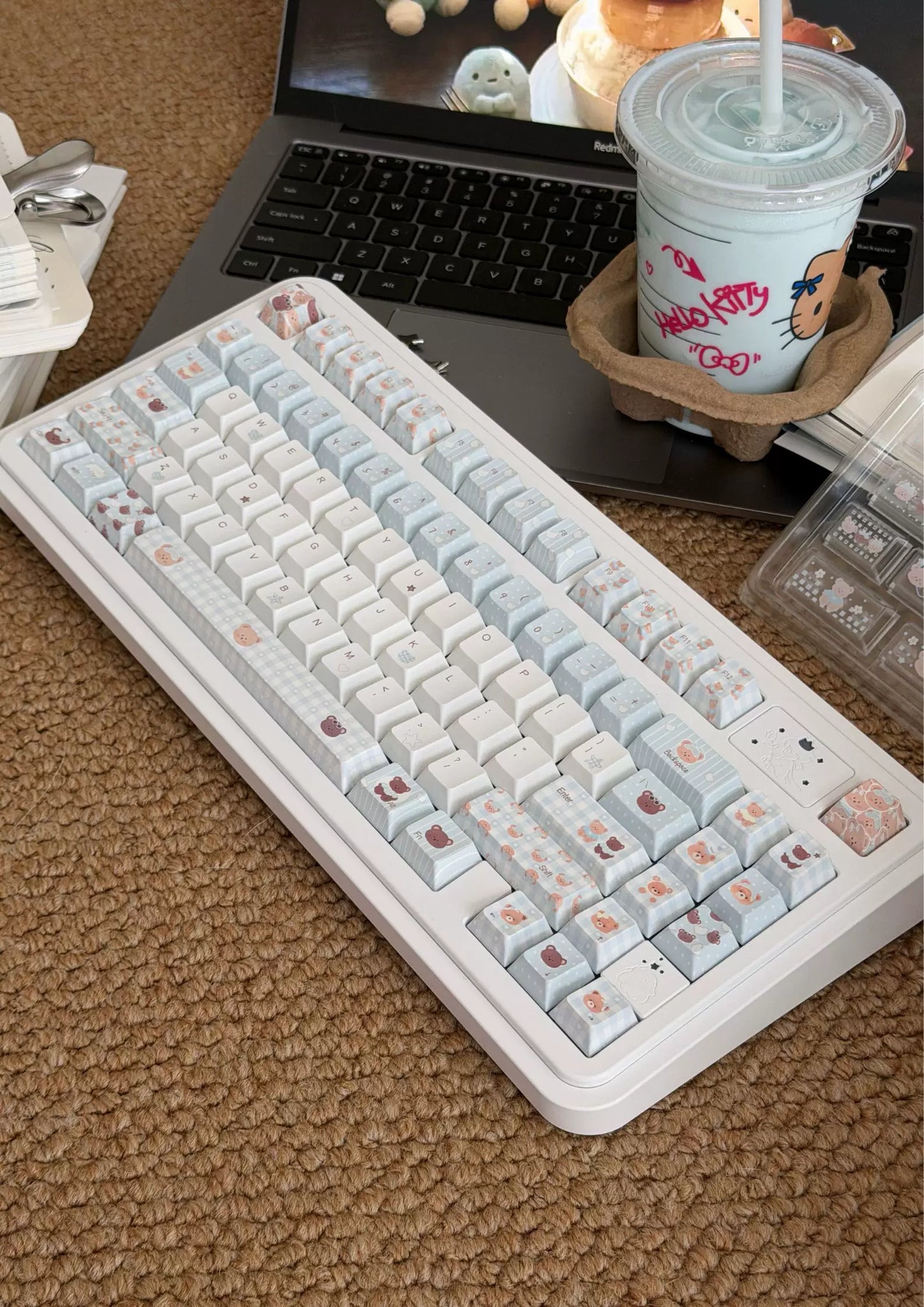 #0279 Light Blue Cream Bear Keycap cherry Profile Designed By LilyX Labs