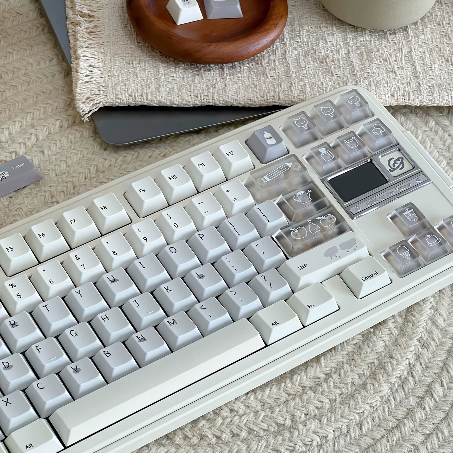 #0280 Cream Sticky Notes Simple and Milk White Pale Gray Keycap Cherry Profile