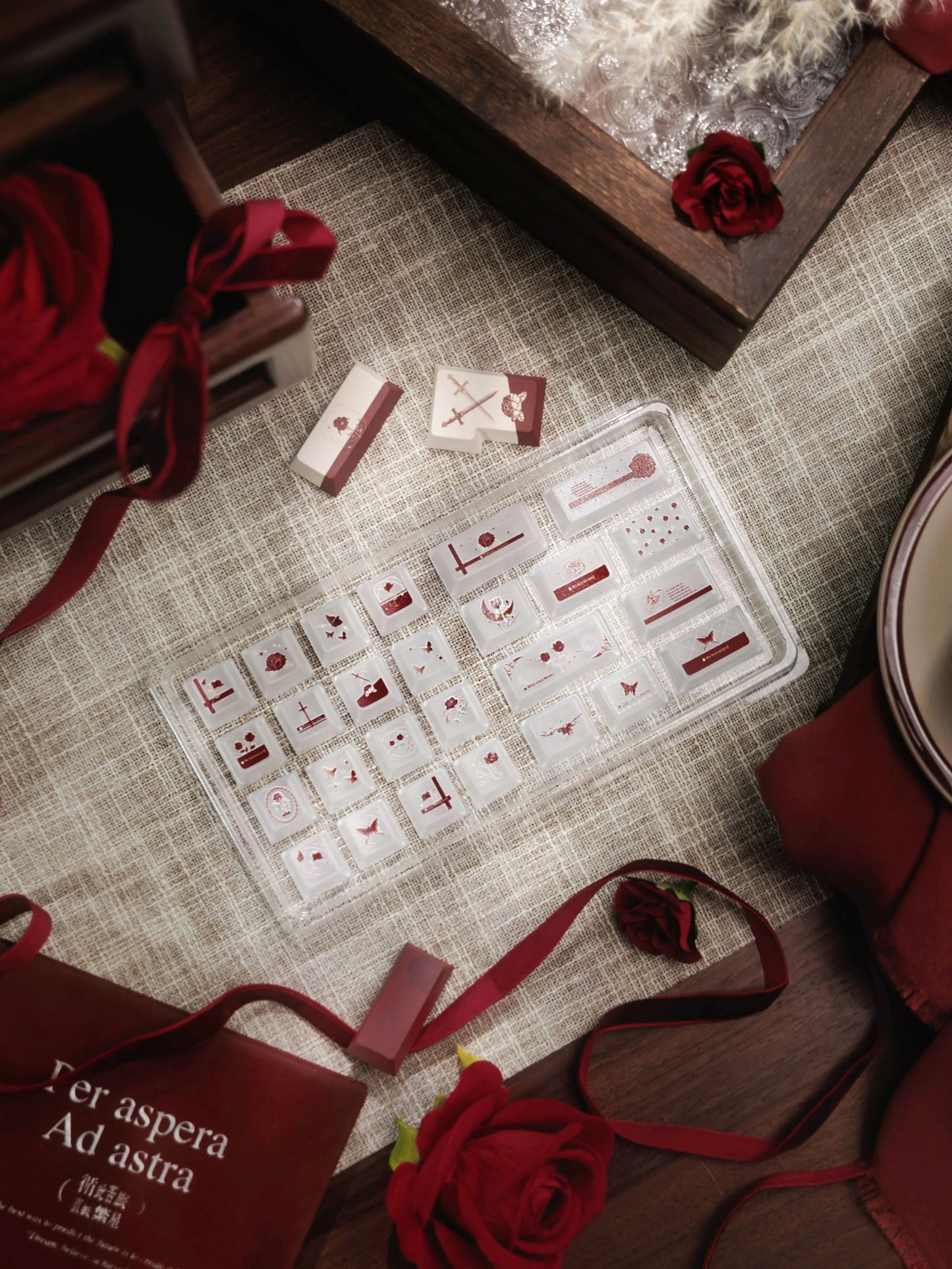 #0277 Wild Rose Keycap Retro Red Velvet Premium Designed By Miller