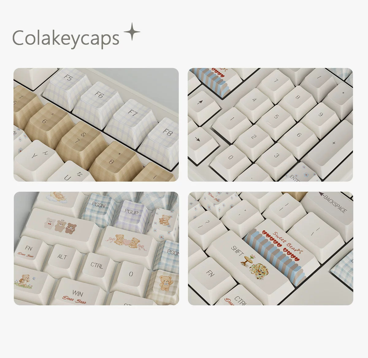 #0283 Milk Coffee Bear Cream Letter Tea Party Keycap Cherry Profile Designed By COLA