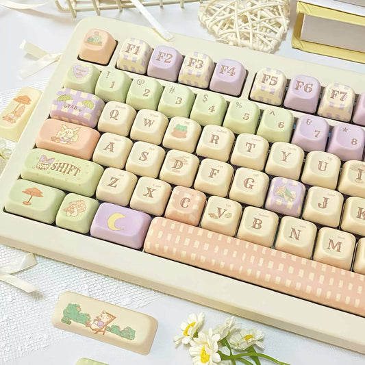 038 Fennec Eoa Profile Pastel Purple Green Yellow Keycaps 143 Keys