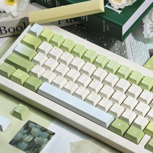 034 Sleepy Rain Simple Fresh Green Cherry Profile Keycaps 139 keys