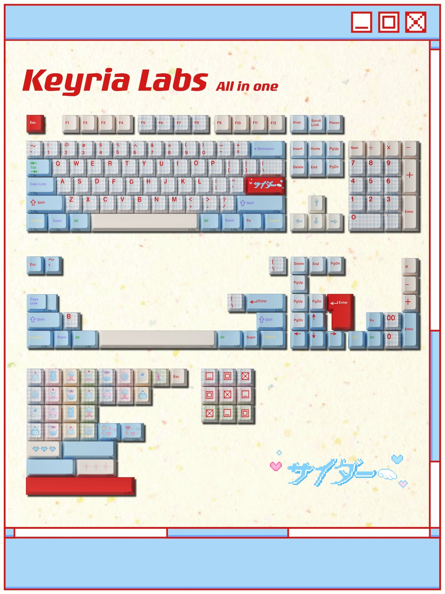 Showa Dessert Cream Soda Pastel Grid Keycaps Designed By Keyria Labs