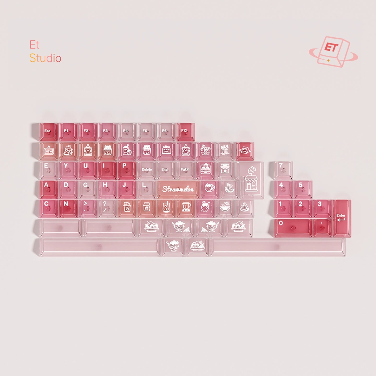 #0224 Cheese Berry Melon Pink Purple Cute Keycap Cherry Profile Designed By ET Studio（not including keyboard)）