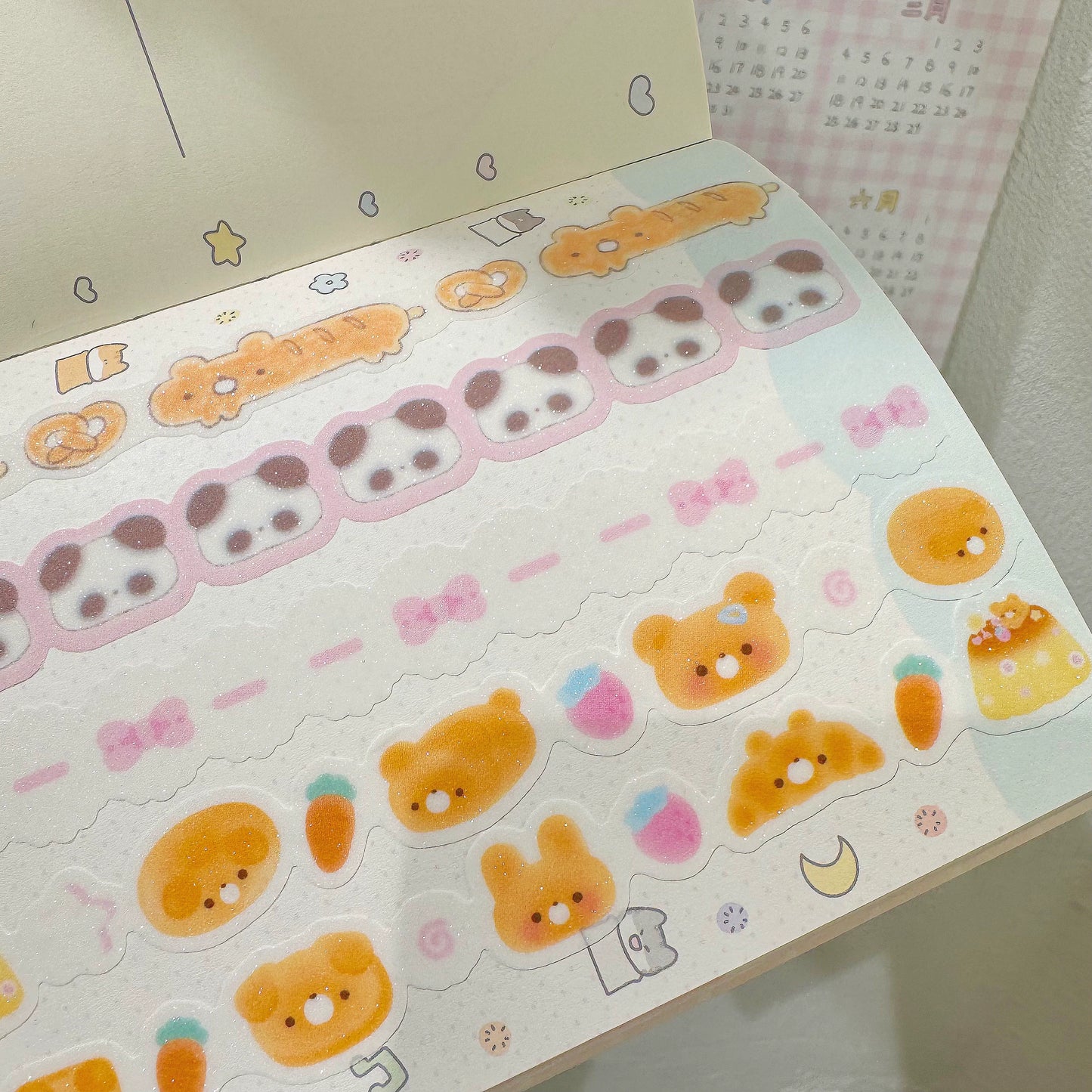 TUUO Cute Bear /panda /bowtie/ Bread Shaped Shiny Adhesive Matte Decorative Tape Stickers for Bullet Journal / Planner