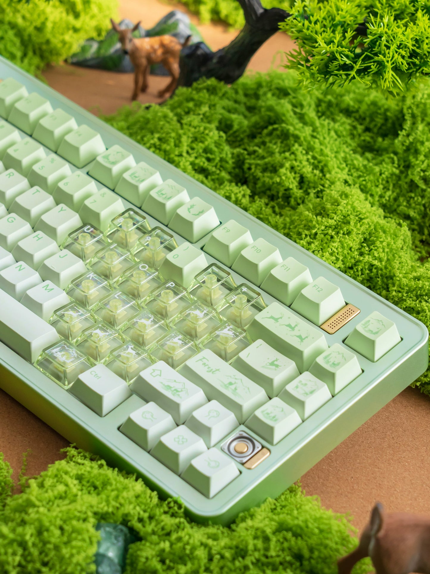 #0216 Fresh Green Dearwood Whisper Keycap Set Cherry Profile PBT146+PC115  （not including keyboard）