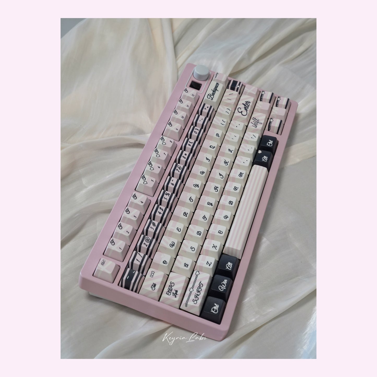 022 Black Pink Lace Abbey Cherry Profile Keycap Designed By Keyria Labs