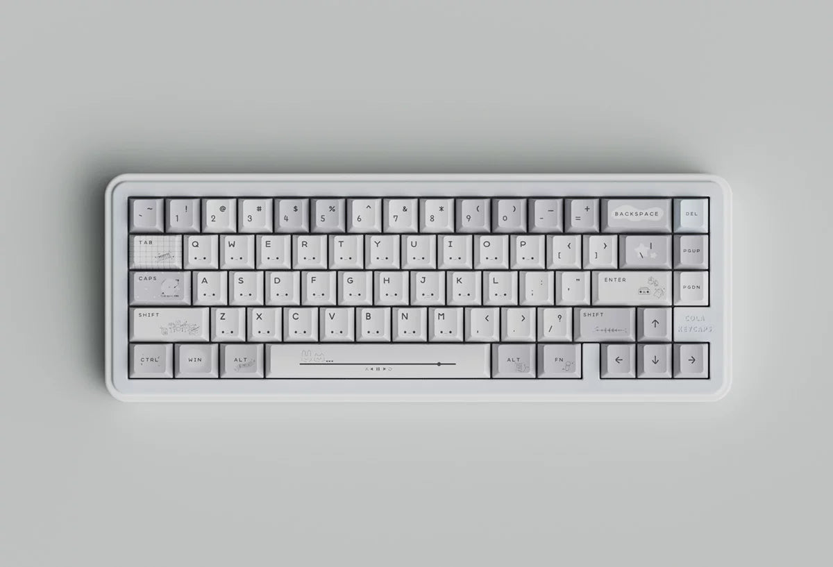 #0285 Gray Ins Kaomoji Cute Minimalist Keycap Cherry Profile Designed By Colakeycaps