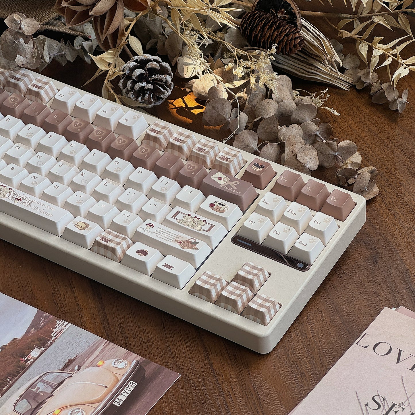 #0245 Mocha Bear Cute Brown Beige Keycap Cherry Profile（not including keyboard）