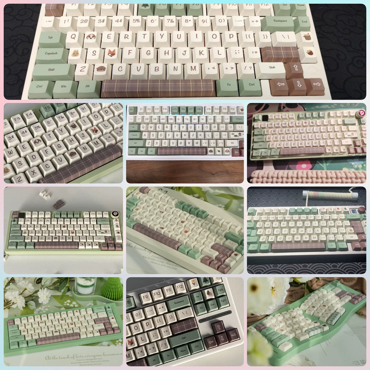 057 Forest Corner Mechanical Keyboard Cute Minimalist Keycap 143 Keys Cherry Profile Designed By Daydreamer