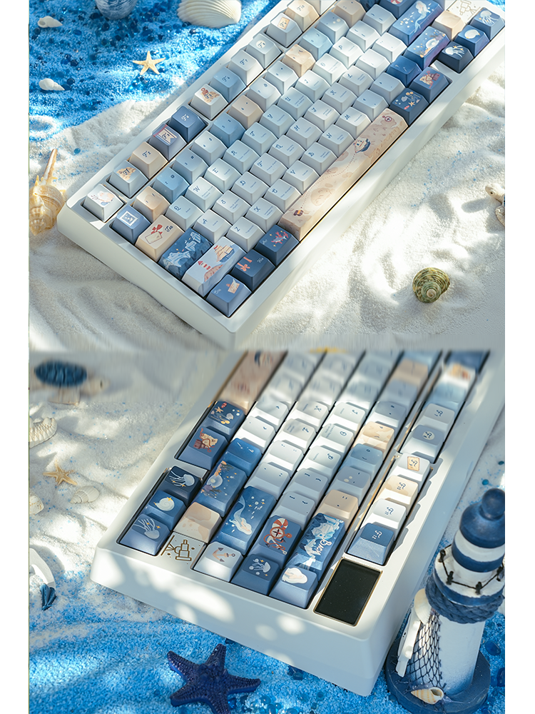 085 Nautical Chart Blue Retro Ocean Theme 138-keys Keycap