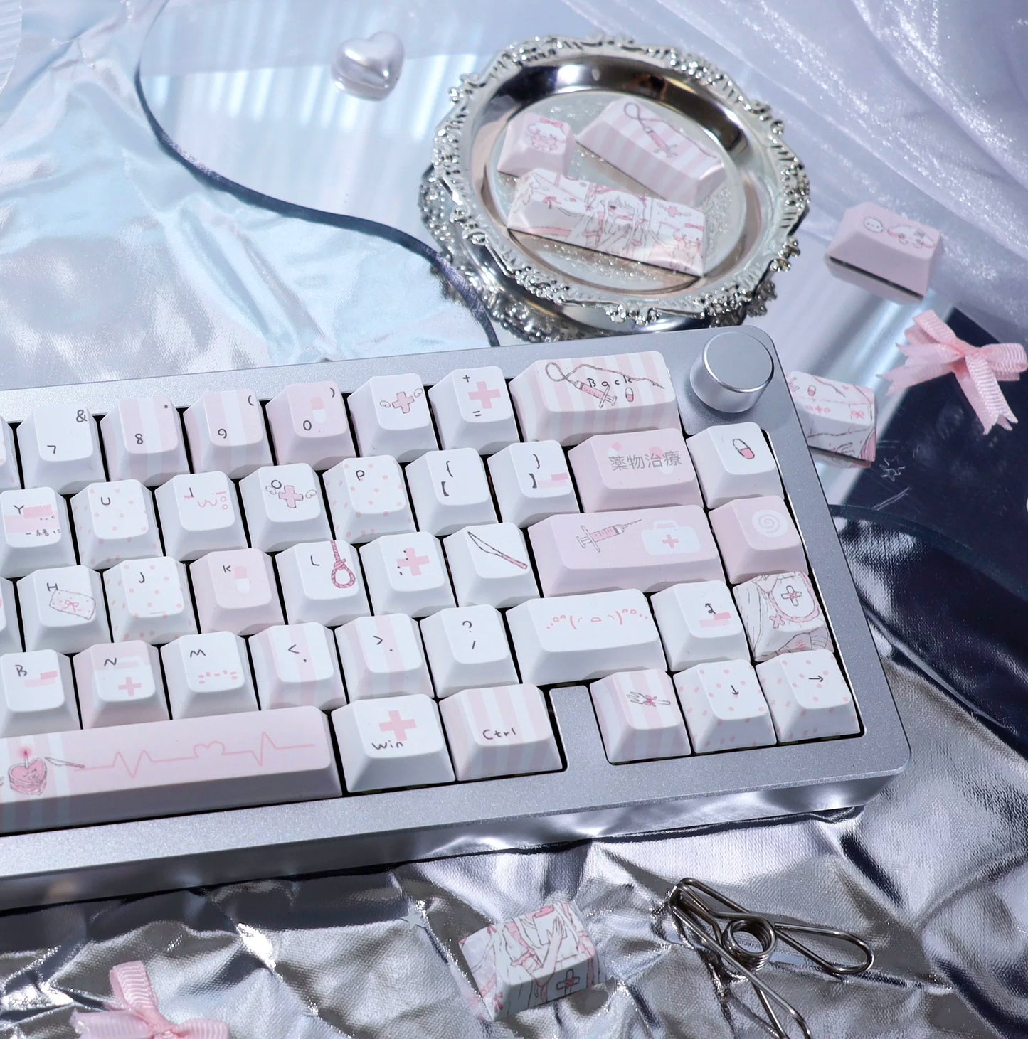 #0286 1 Angel Treatment Room Cold White Light Pink Keycap Cherry Profile