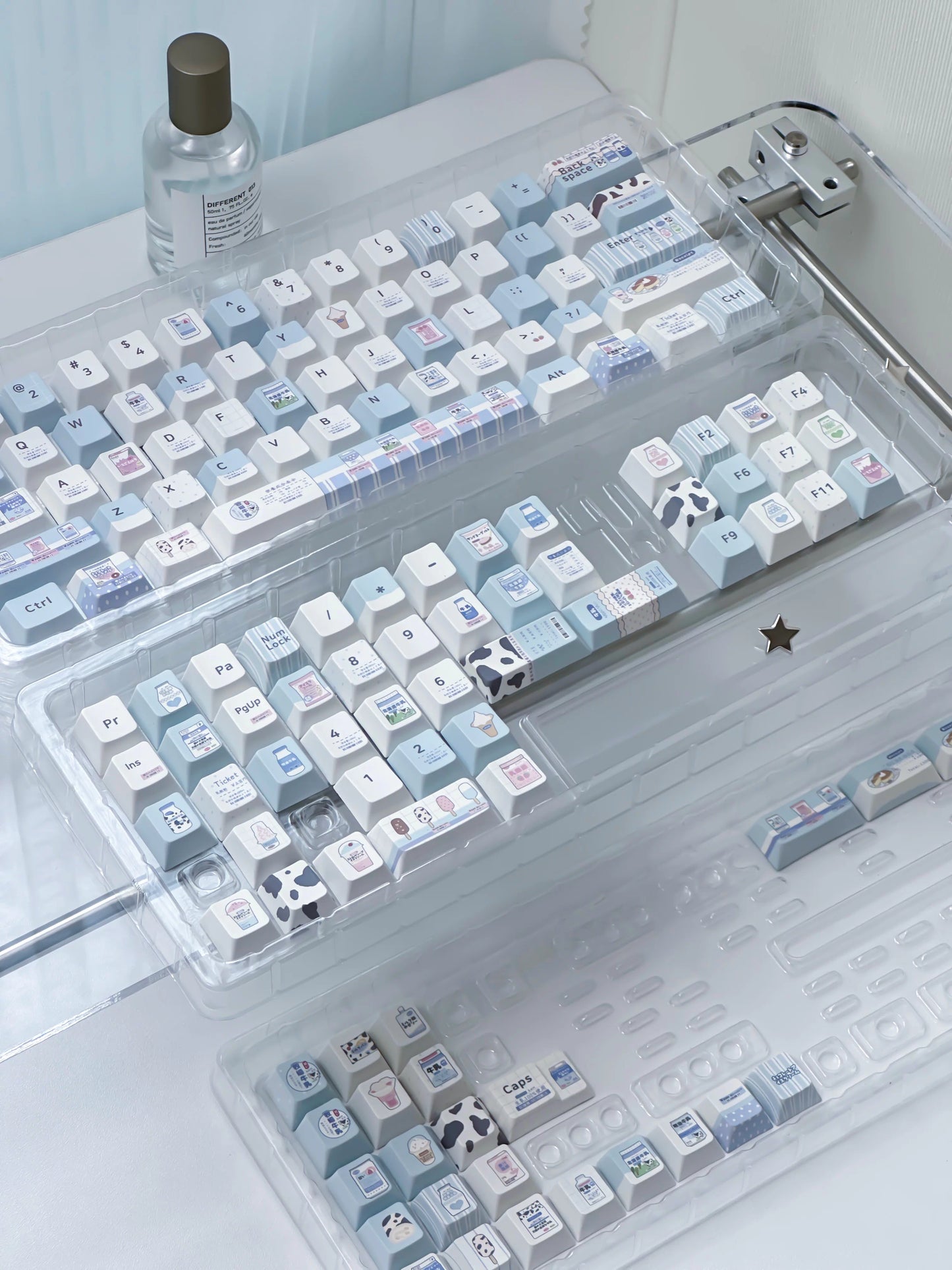 #0297 Hokkaido Milk Blue and White Japanese Style PBT Keycaps for Mechanical Keyboards Designed By SeeYou