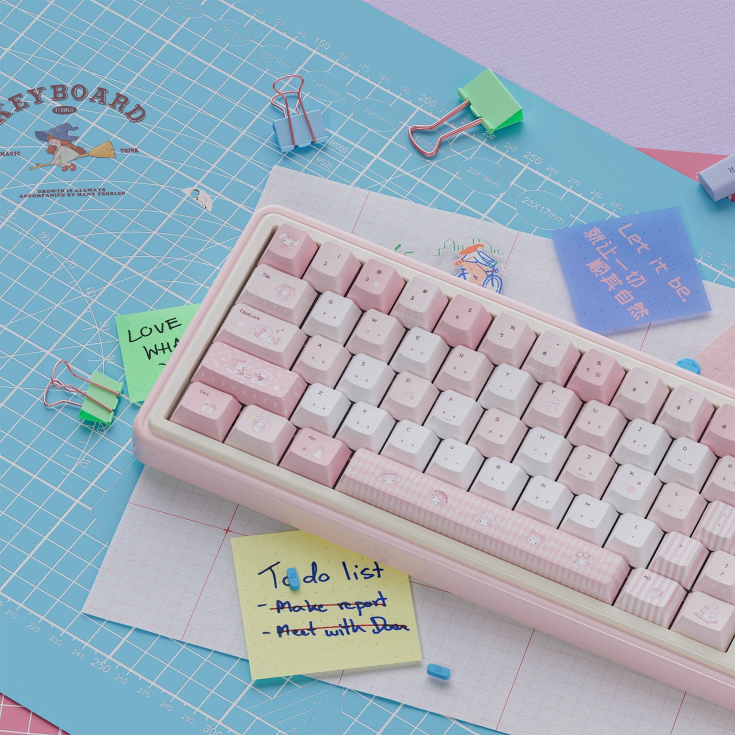 UR65 Blue/Pink/Red Mechanical Customized Keyboard (Tri-mode Gasket Hot Swap RGB Support QMK/VIA)