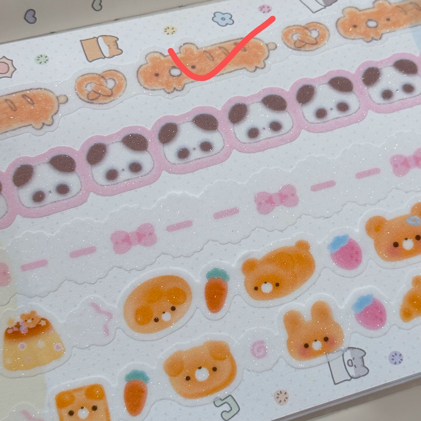 TUUO Cute Bear /panda /bowtie/ Bread Shaped Shiny Adhesive Matte Decorative Tape Stickers for Bullet Journal / Planner