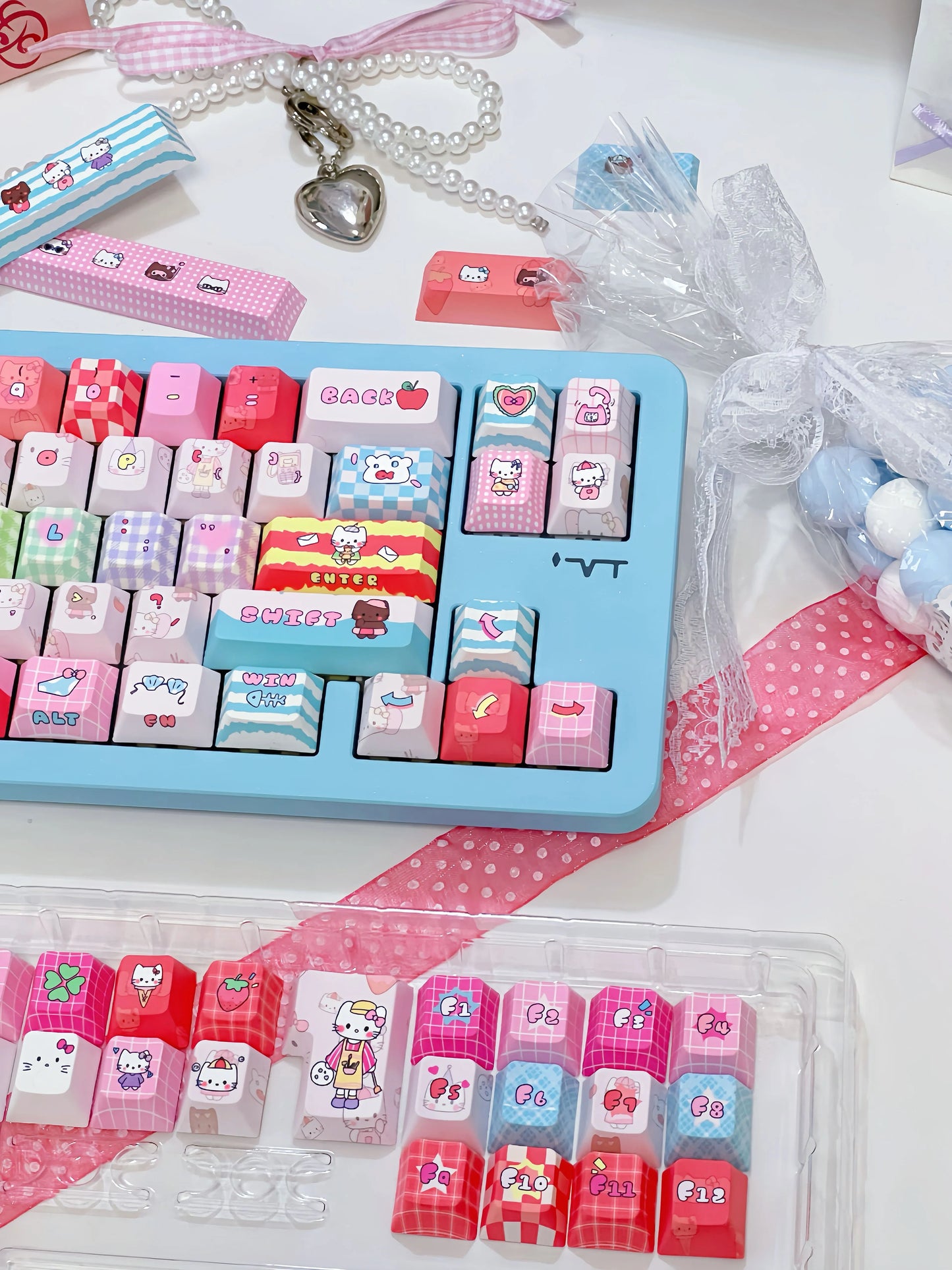 #0232 Kitty Keycap Hellokitty Fan Cute Pink Keycap Moa/cherry Profile (not Including Keyboard)