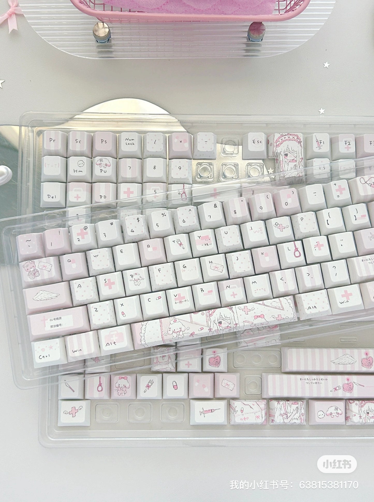 #0286 1 Angel Treatment Room Cold White Light Pink Keycap Cherry Profile