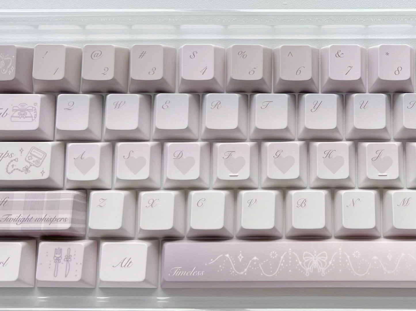 047 Fickle Grey Pink French Keycap Cherry Profile Bluebird Designed