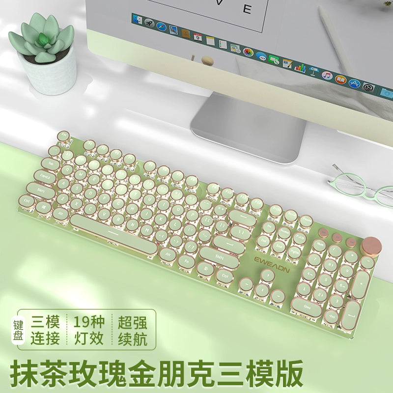 TK950 Wireless Bluetooth Tri-mode Mechanical Keyboard and Mouse Suit Punk Retro Typewriter Style