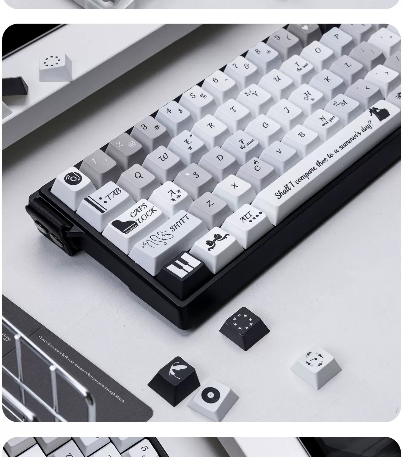 #0271 Black White Gray Cute Serenade Keycap Cherry Profile (not Including Keyboard)