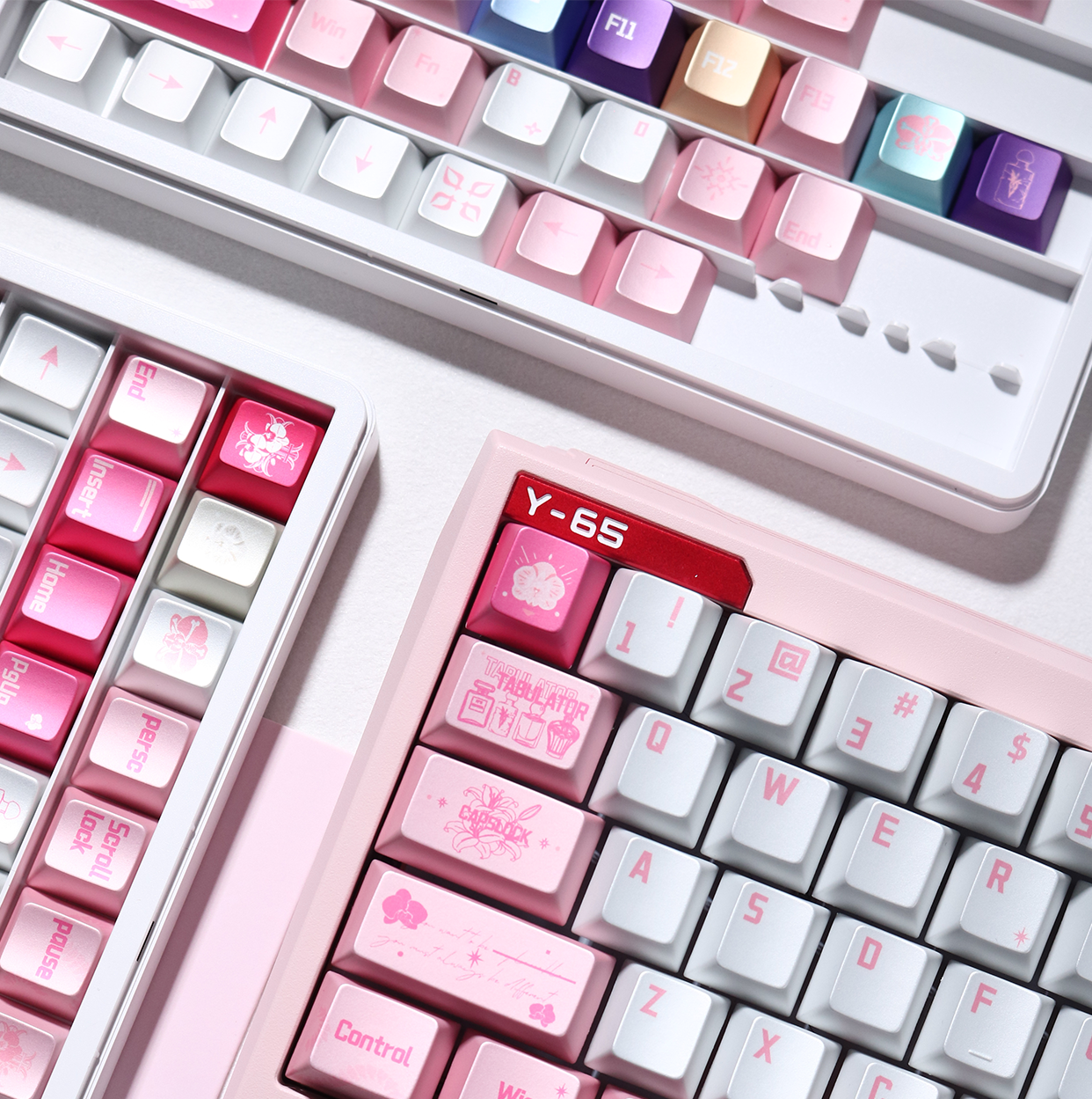 #0278 Pink Metallic Pearlescent Paint Perfumer Keycap + Fog Transparent PC Cherry Profile  Designed By Lans